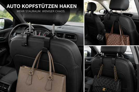 Autositz-Haken für Handtaschen und Jacken | 2 Stück Set | Schwarz