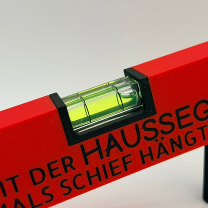 Geschenk zum Einzug Wasserwaage mit Spruch "Damit der Haussegen niemals schief hängt"