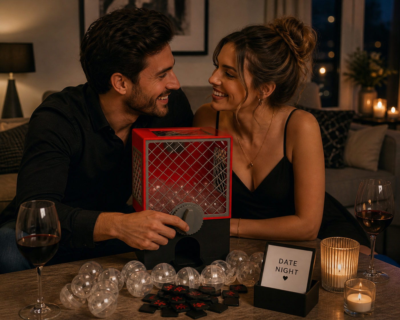 Kugelautomat Date Night Edition – Erotik Spiel Paare | Geschenkidee für romantische Abende | Red Black