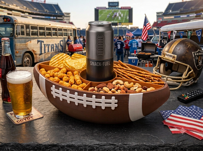 American Football Snackschale mit Inlay Innenschale | Unterteilter Party Snack Teller für Super Bowl | Geschenk für Football Fans & Männer