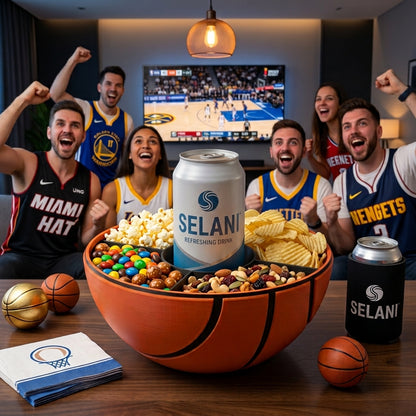 Basketball Snackschale mit Dosenhalter | Innenschale Wunschfarbe
