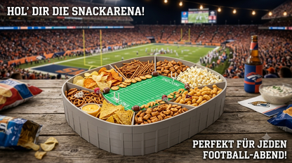 American Football Snack Arena XXL | Football Snackbox mit 6 Fächern | Super Bowl Party Deko | Football Geschenk | Snackschale