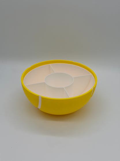 Tennisball Snackschale mit 4 Fächern | Tennis Deko & Geschenk | Snack Schale Gelb Weiß | Servierschale für Snacks | Tennis Geschenkidee