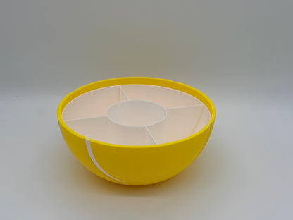 Tennisball Snackschale mit 4 Fächern | Tennis Deko & Geschenk | Snack Schale Gelb Weiß | Servierschale für Snacks | Tennis Geschenkidee