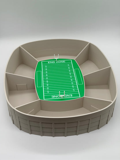 American Football Snack Arena XXL | Football Snackbox mit 6 Fächern | Super Bowl Party Deko | Football Geschenk | Snackschale