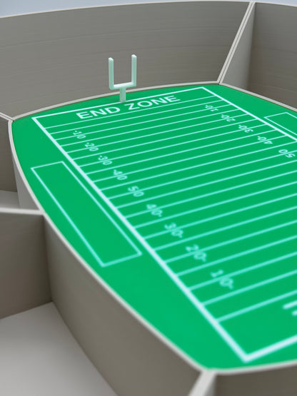 American Football Snack Arena XXL | Football Snackbox mit 6 Fächern | Super Bowl Party Deko | Football Geschenk | Snackschale