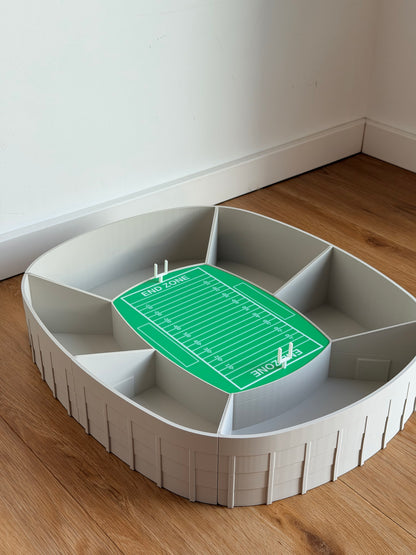 American Football Snack Arena XXL | Football Snackbox mit 6 Fächern | Super Bowl Party Deko | Football Geschenk | Snackschale