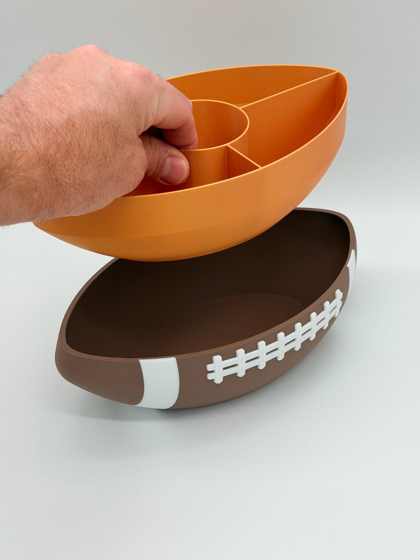 American Football Snackschale mit Inlay Innenschale | Unterteilter Party Snack Teller für Super Bowl | Geschenk für Football Fans & Männer