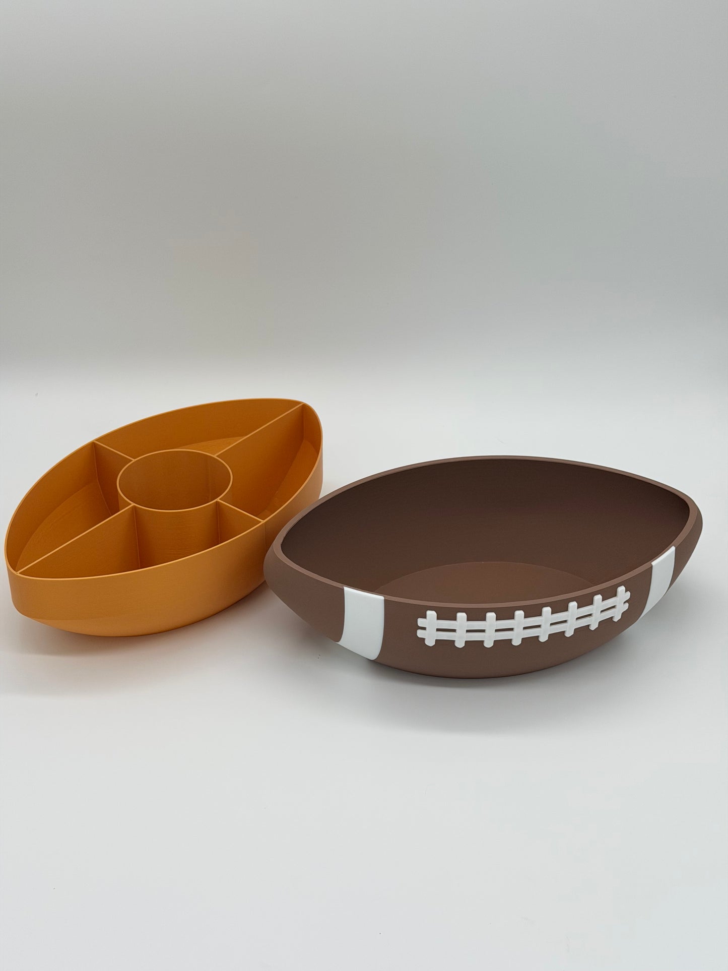 American Football Snackschale mit Inlay Innenschale | Unterteilter Party Snack Teller für Super Bowl | Geschenk für Football Fans & Männer