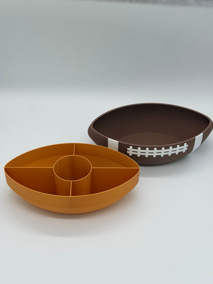 American Football Snackschale mit Inlay Innenschale | Unterteilter Party Snack Teller für Super Bowl | Geschenk für Football Fans & Männer
