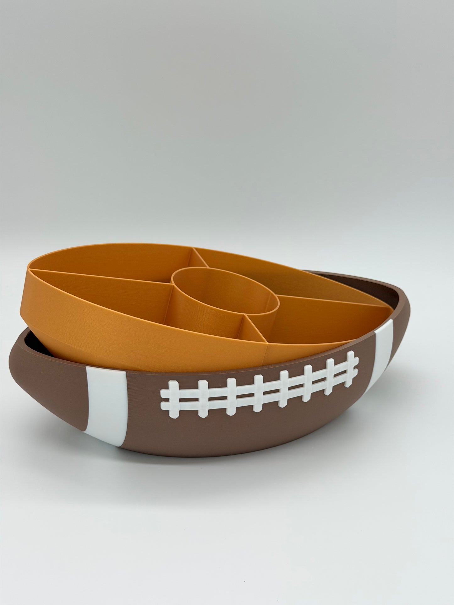 American Football Snackschale mit Inlay Innenschale | Unterteilter Party Snack Teller für Super Bowl | Geschenk für Football Fans & Männer