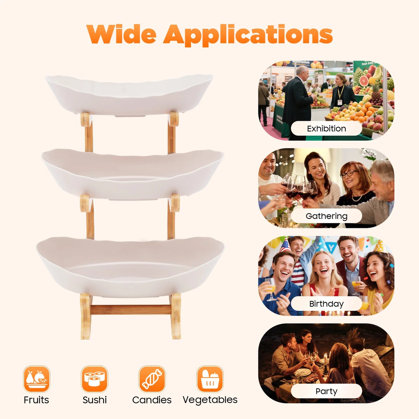 3-stöckiger Tellerständer, Etegere für Party, Hochzeit