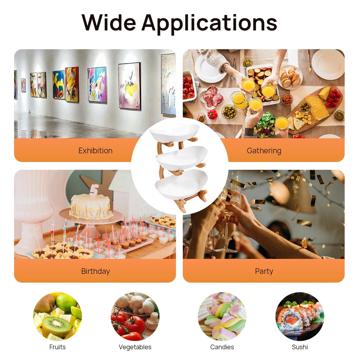 3-stöckiger Tellerständer, Etegere für Party, Hochzeit