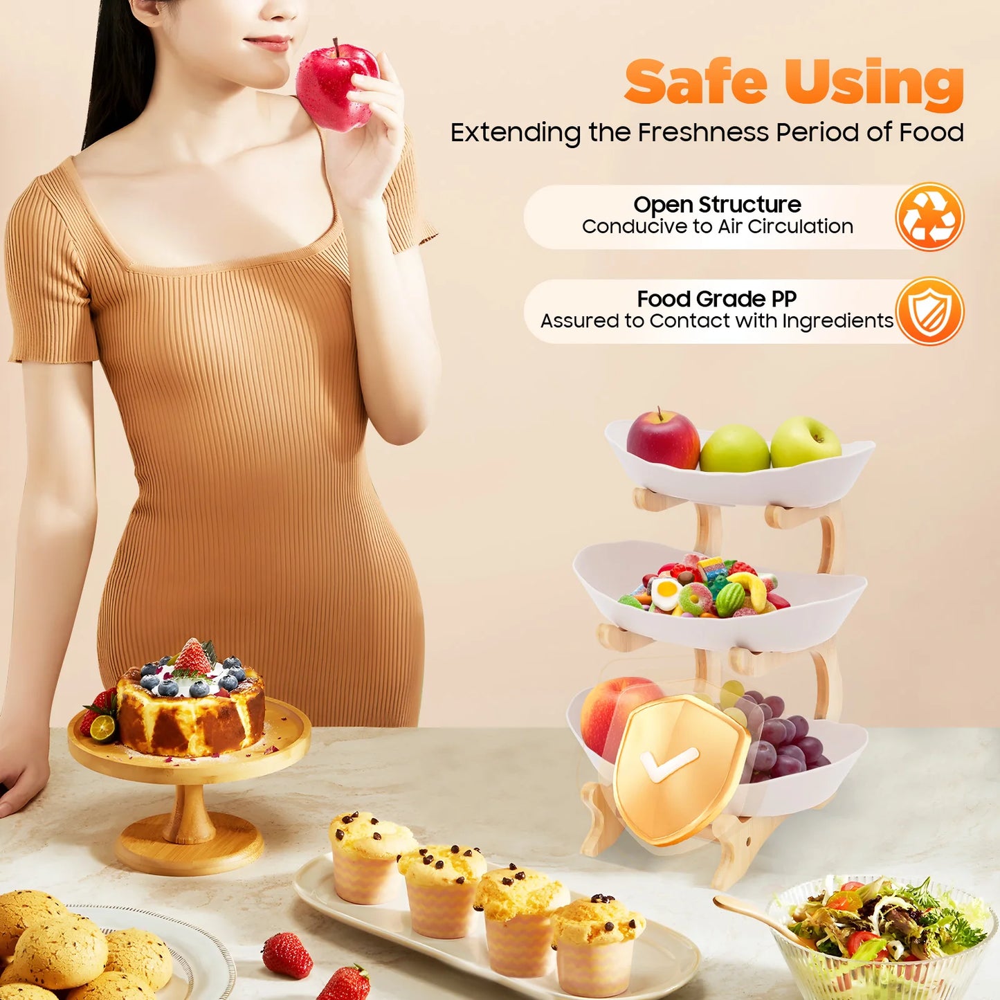 3-stöckiger Tellerständer, Etegere für Party, Hochzeit